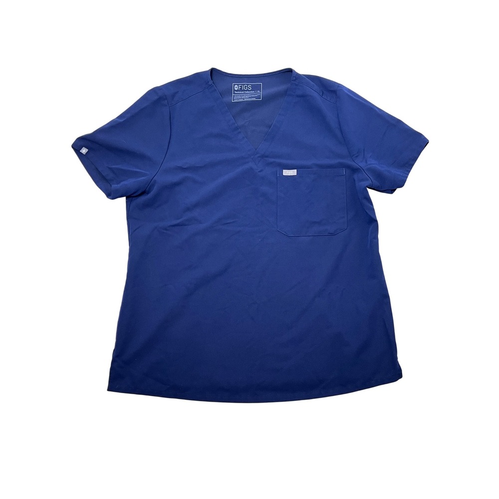 Figs XL Navy Blue Scrub‎ Shirt Top Short Sleeve V-neck Nurse Scrubs Top - Picture 7 of 7